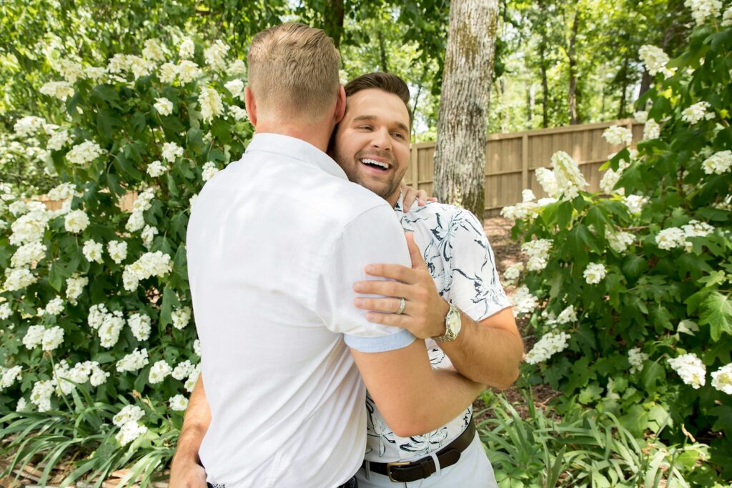 LGBTQIA+ couple hugging