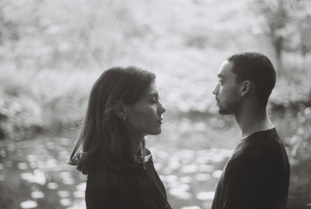 Couple facing each other