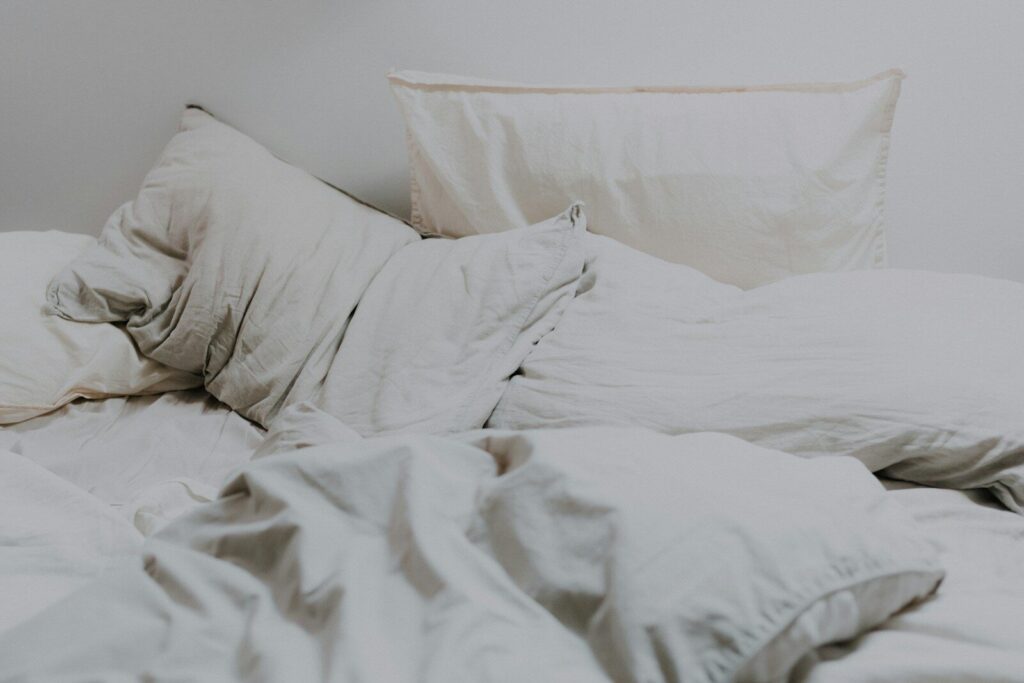Unmade bed after sex
